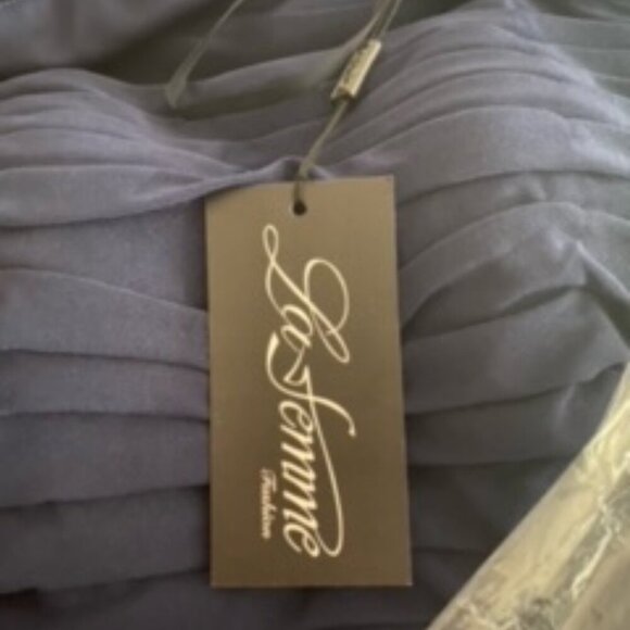 NWT La Femme 29541SC Jersey  Evening Dress Navy in Sizes 6 & 8 - Picture 6 of 6